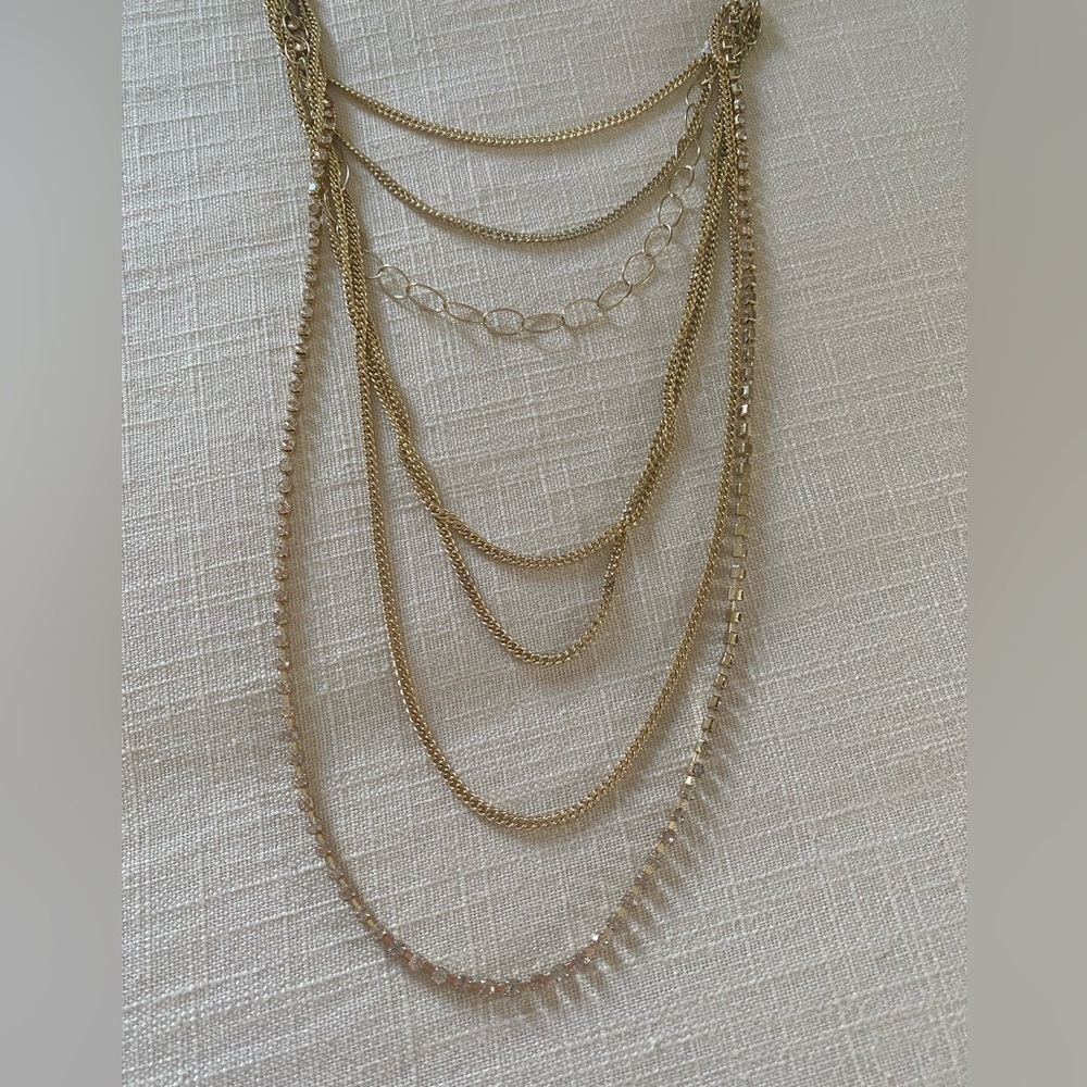 Gold Multi-Chain Long Fashion Necklace - Picture 3 of 4